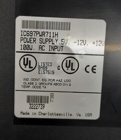 GE FANUC IC697PWR711H POWER SUPPLY 5V-12V+12V 100W AC INPUT (damaged)