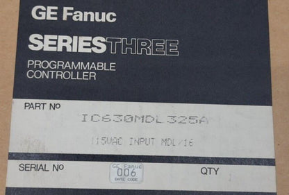 GE FANUC IC630MDL325A 115VAC INPUT MODULE 16 CIRCUITS