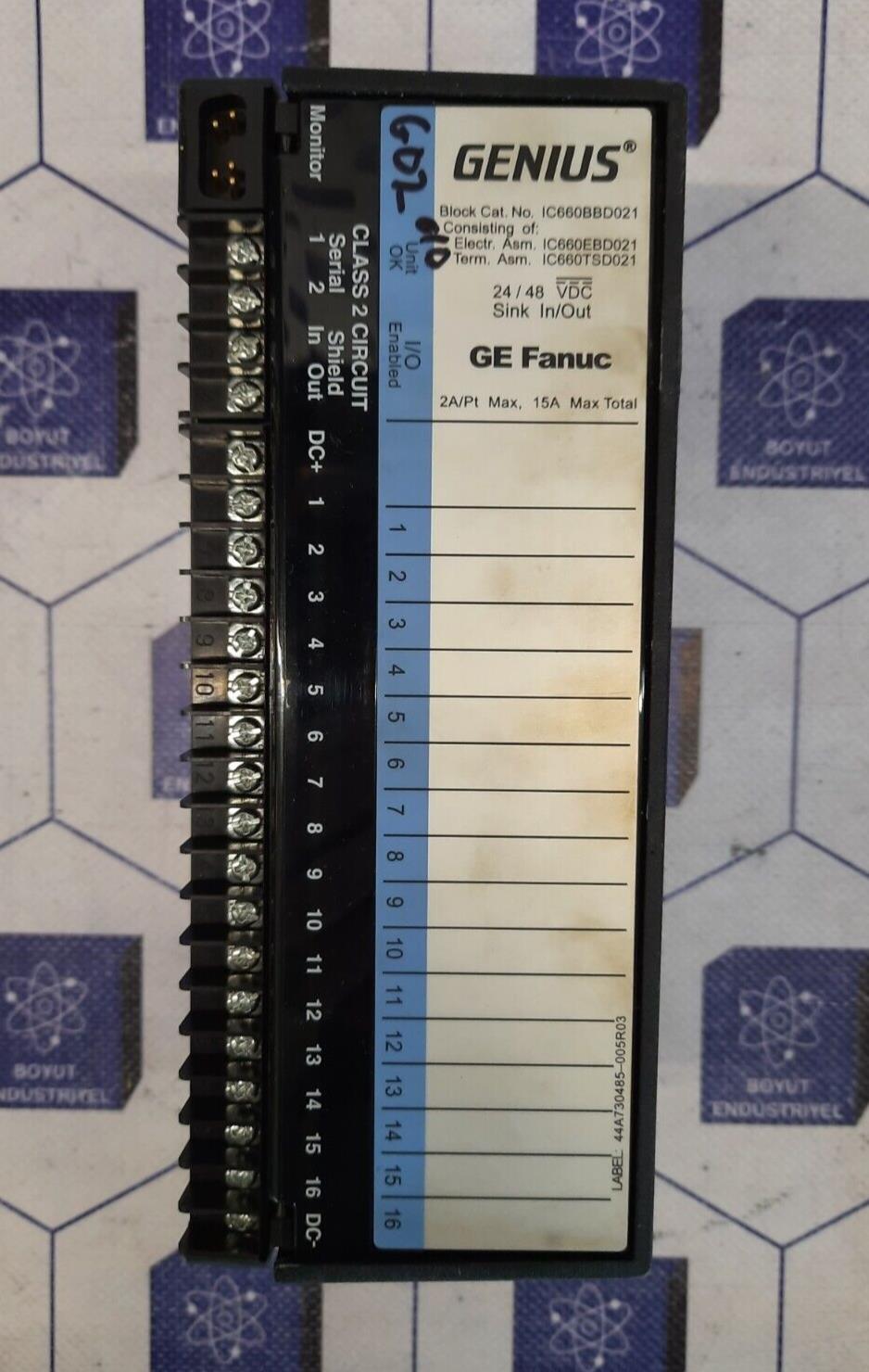 GE FANUC IC660BBD021X GENIUS 16PT SINK 24/48VDCBLOCK