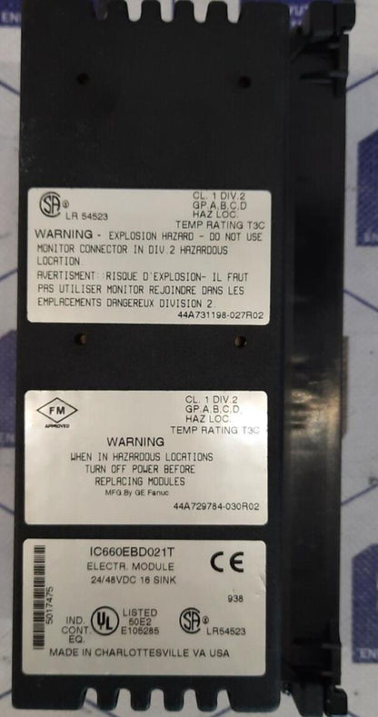 GE FANUC IC660BBD021X GENIUS 16PT SINK 24/48VDCBLOCK