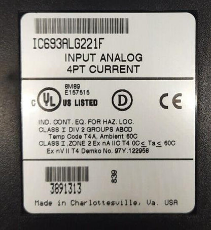 GE FANUC IC693ALG221F INPUT ANALOG 4PT CURRENT
