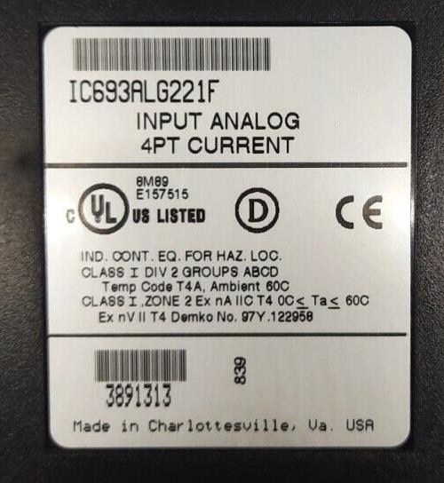 GE FANUC IC693ALG221F INPUT ANALOG 4PT CURRENT