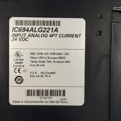 GE FANUC IC693ALG221A INPUT ANALOG 4PT CURRENT24VDC