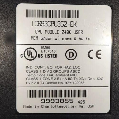 GE FANUC IC693CPU352-EK CPU MODULE-240K USER
