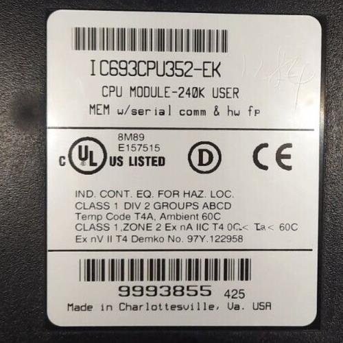 GE FANUC IC693CPU352-EK CPU MODULE-240K USER