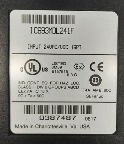 GE FANUC IC693MDL241F INPUT 24VAC/UDC 16PT