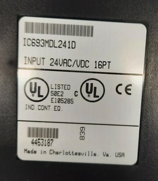 GE FANUC IC693MDL241D INPUT 24VAC/VDC 16PT