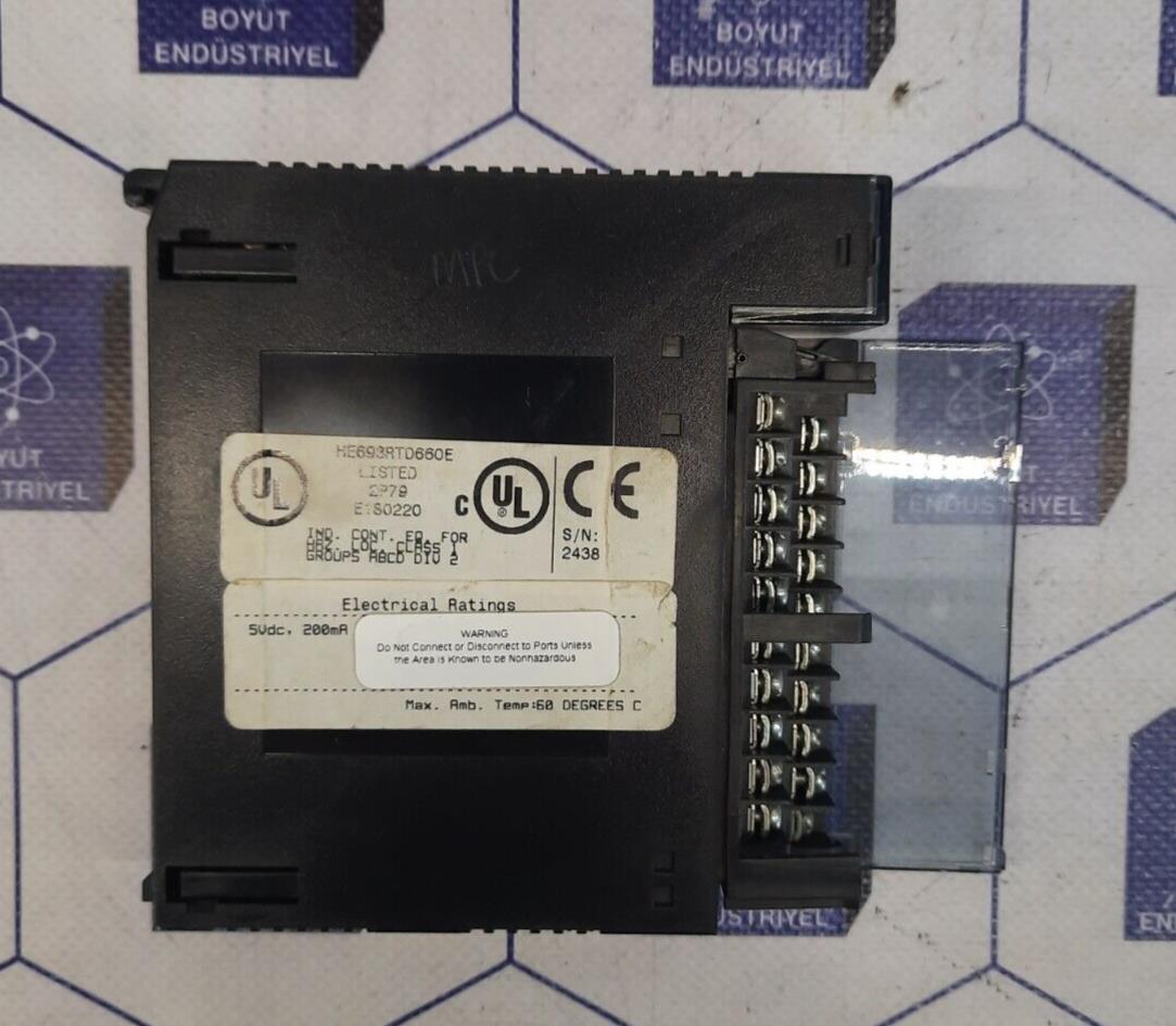 GE FANUC HE693RTD660E ELECTRICAL RATINGS