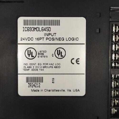 GE FANUC IC693MDL645D INPUT 24VDC 16PT POS/NEG LOGIC