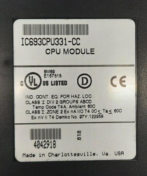 GE FANUC IC693CPU331-CC CPU MODULE