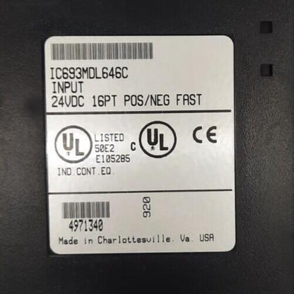 GE FANUC IC693MDL646C GE FANUC INPUT 24VDC 16PT POS/NEG FAST