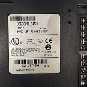 GE FANUC IC693MDL645H INPUT 24VDC 16PT POS/NEG LOGIC