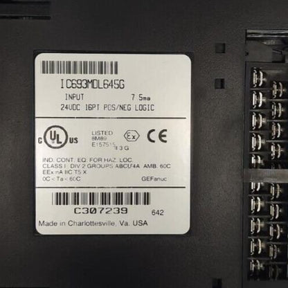 GE FANUC IC693MDL645G INPUT 24VDC 16PT POS/NEG LOGIC