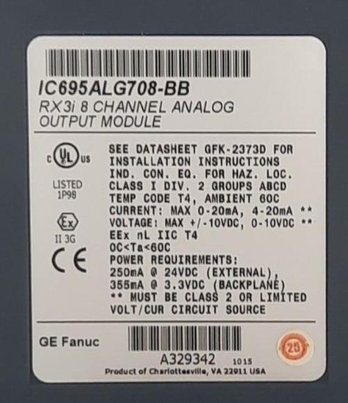 GE FANUC IC695ALG708-BB RX3İ 8 CHANNEL ANALOG OUTPUT MODULE