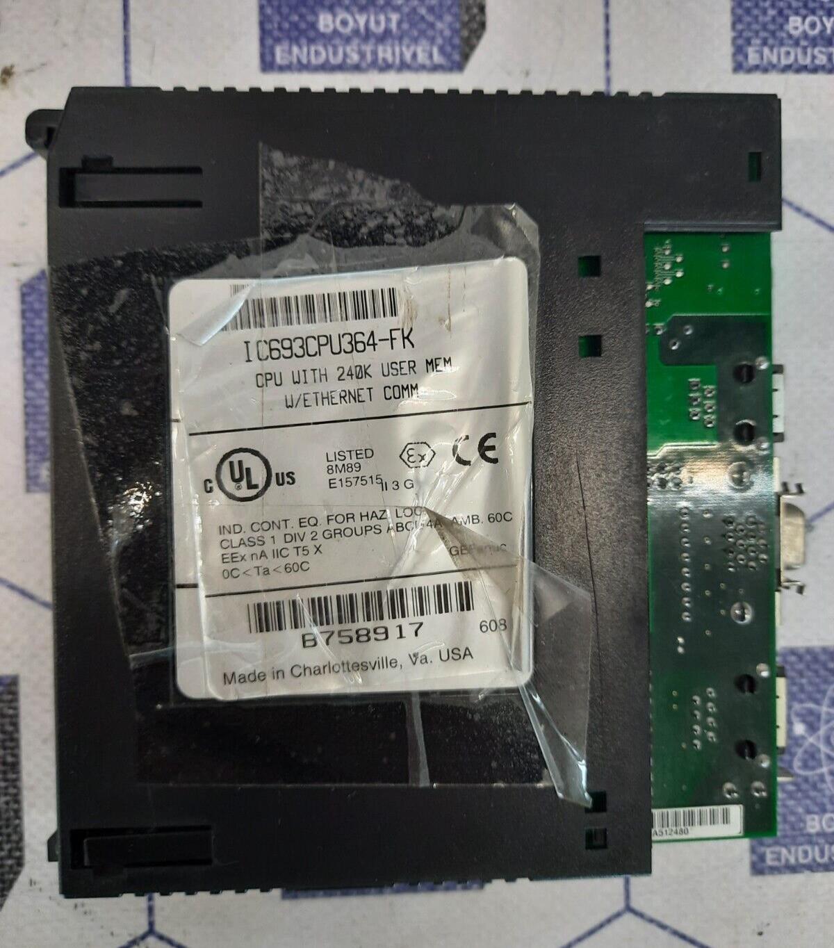 GE FANUC IC693CPU364-FK CPU WITH 240K USER MEM & U/ETHERNET COMM