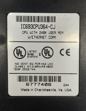 GE FANUC IC693CPU364-CJ CPU WITH 240K USER MEM W/ETHERNET COMM