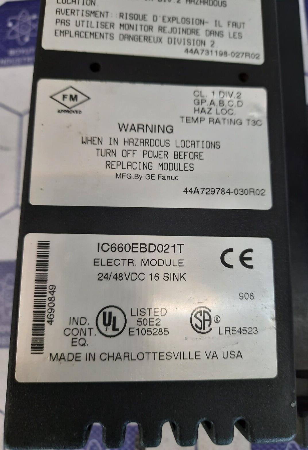 GE FANUC IC660BBD023/IC660EBD021/IC660TBD023 - IC660TBD021T/IC660TBD023K