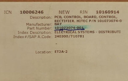 EATON 10073074-001  TP08305543773 PCB CONTROL BOARD RECTIFIER HITEC