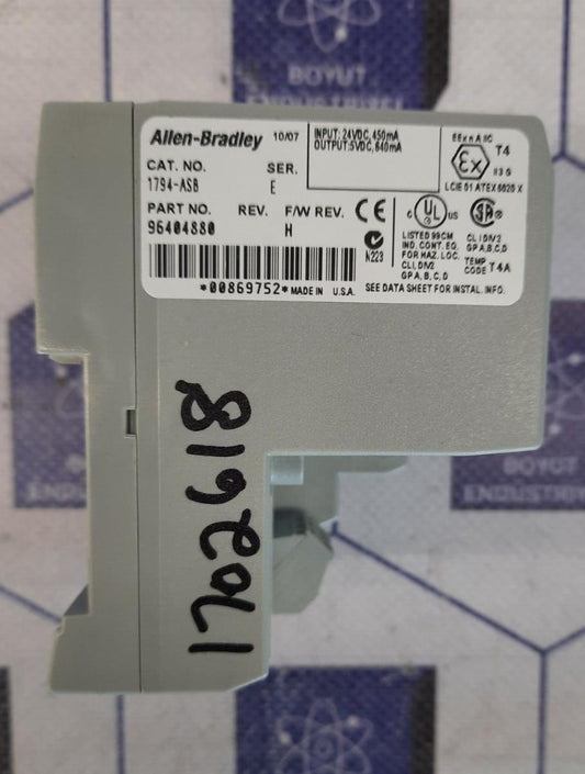 ALLEN BRADLEY 1794-ASB  Ser:E  FLEX I/O 24VDC POWER SIPPLY RIO ADAPTER