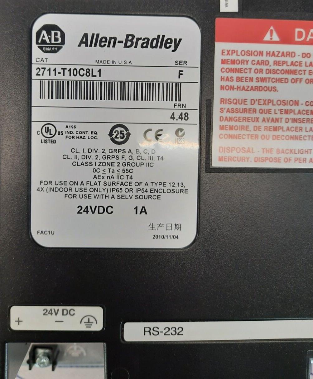 ALLEN BRADLEY 2711-T10C8L1 PANEL VIEW 1000 - RS-232