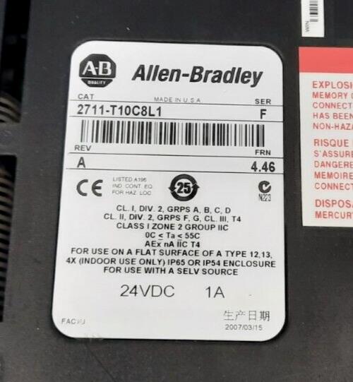 ALLEN BRADLEY 2711-T10C8L1 PANELVIEW 1000