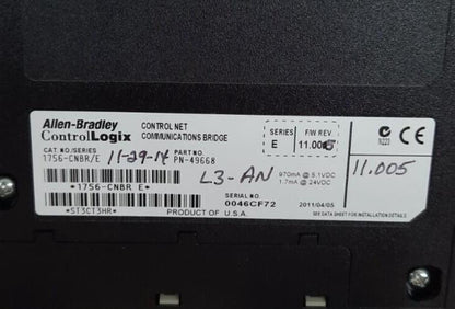 ALLEN BRADLEY 1756-CNBR CONTROLLOGIX CONTROL NET COMMUNICATIONS BRIDE