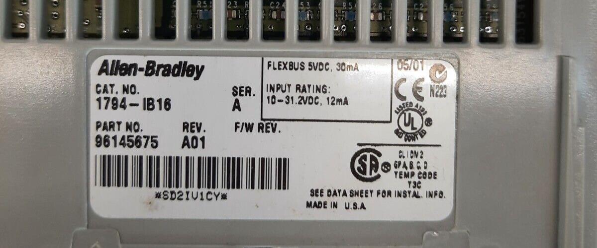 ALLEN BRADLEY 1794-IB16 24 VDC SINK INPUT