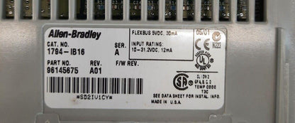 ALLEN BRADLEY 1794-IB16 24 VDC SINK INPUT