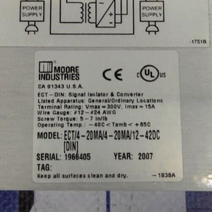 Moore Industries ECT ECT/4-20MA/4-20MA/12-42DC SIGNAL IZOLATOR CONVERTER