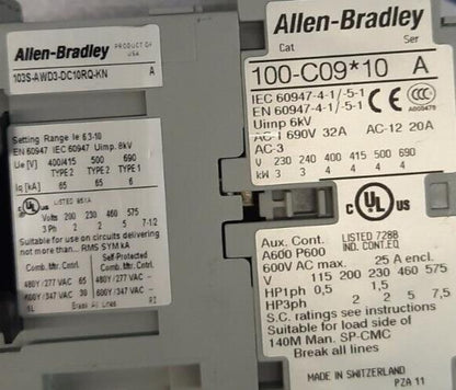 ALLEN BRADLEY 103S-AWD3-DC10RQ-KN / 100-CO9 10 / 100-S