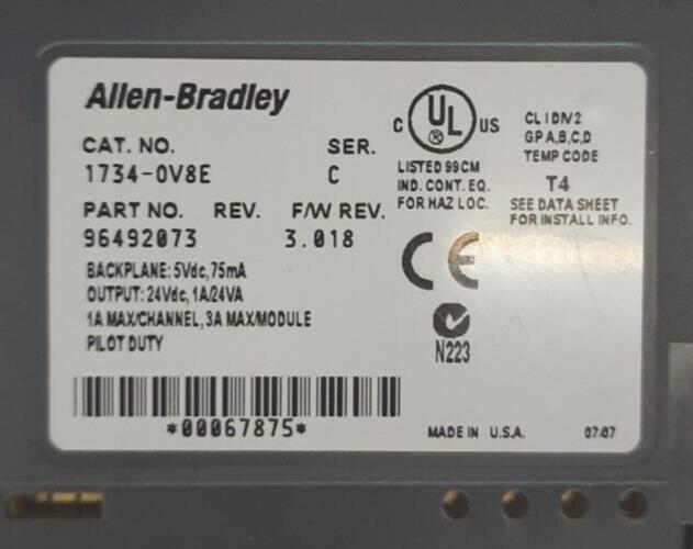 ALLEN BRADLEY 1734-OV8E BACK PANEL OUTPUT