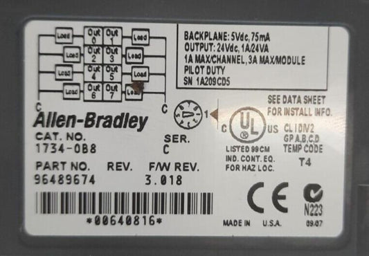 ALLEN BRADLEY 1734-OB8 BACK PANEL OUTPUT