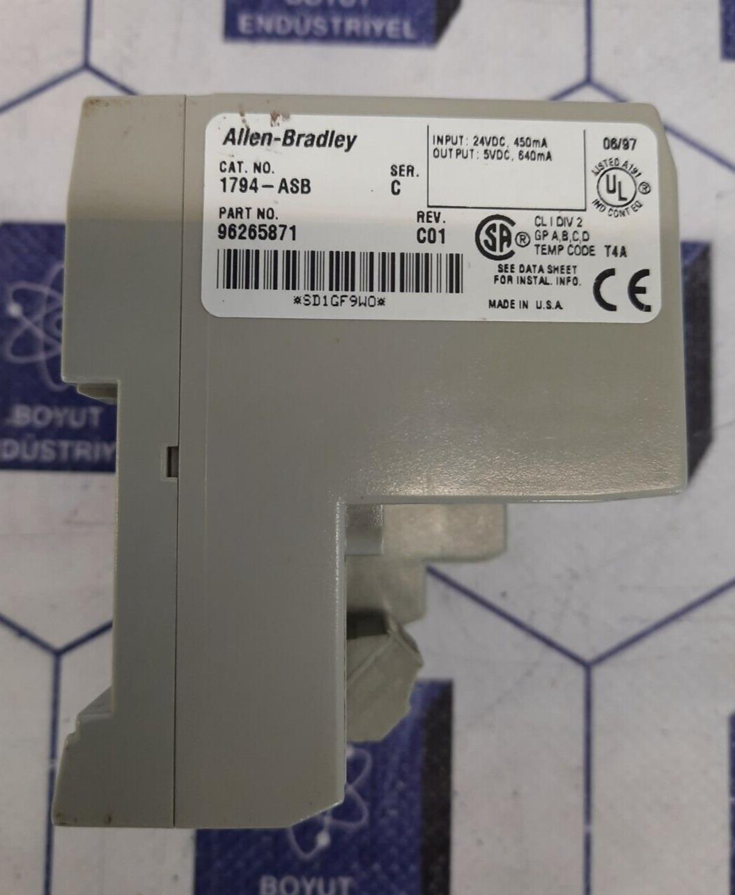 ALLEN BRADLEY 1794-ASB Ser:C  24VDC POWER SUPPLY RID ADAPTER