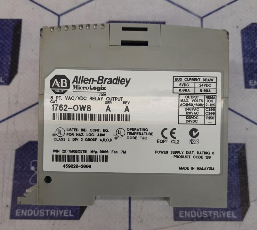 ALLEN BRADLEY  1762-OW8 MicroLogix 1200 8PT VAC/VDC RELAY OUTPUT