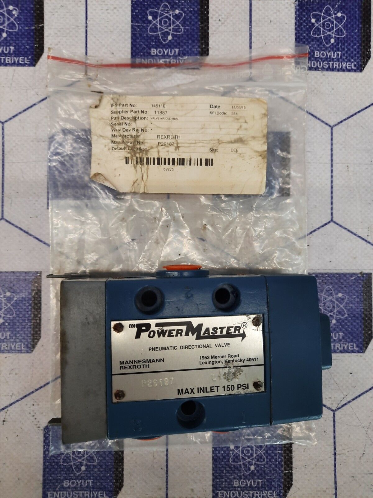 MANNESNANN REXROTH POWER MASTER-PNEUMATIC DIRECTIONAL VALVE P29187