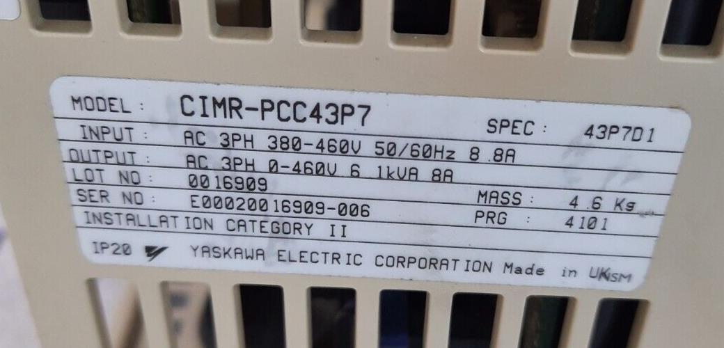 YASKAWA CIMR-PCC43P7 VARISPEED 606PC3