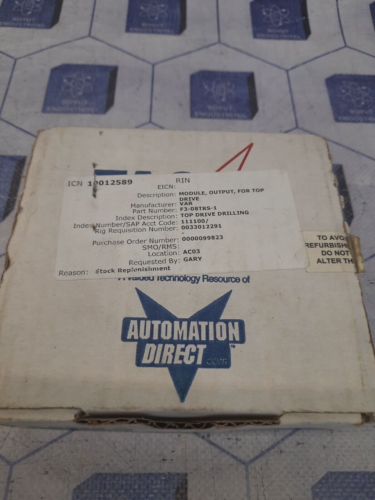 FACTS ENGINEERING F3-08TRS-1 MODULE OUTPUT FOR TOP DRIVE