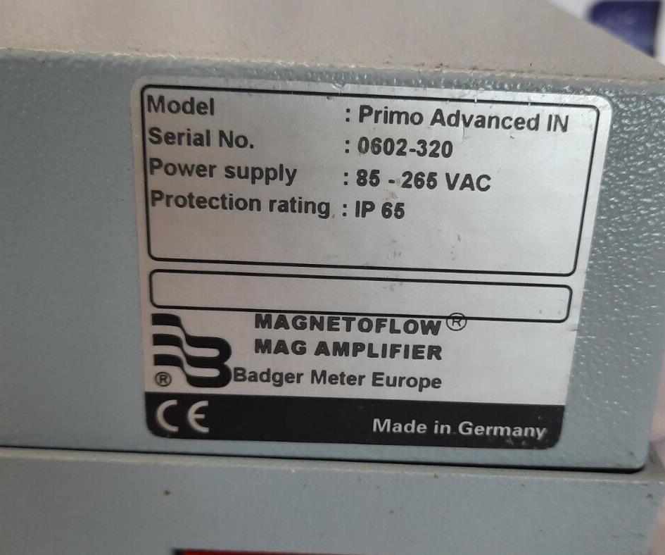 BADGER METER IP65 EUROPA MAGNETOFLOW MAG AMPLIFIER PRIMO ADVANCED IN IP65