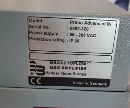 BADGER METER IP65 EUROPA MAGNETOFLOW MAG AMPLIFIER PRIMO ADVANCED IN IP65