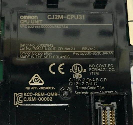 OMRON CJ2M-CPU31 SYSMAC CPU UNIT / PROGRAMMABLE CONTROLLER