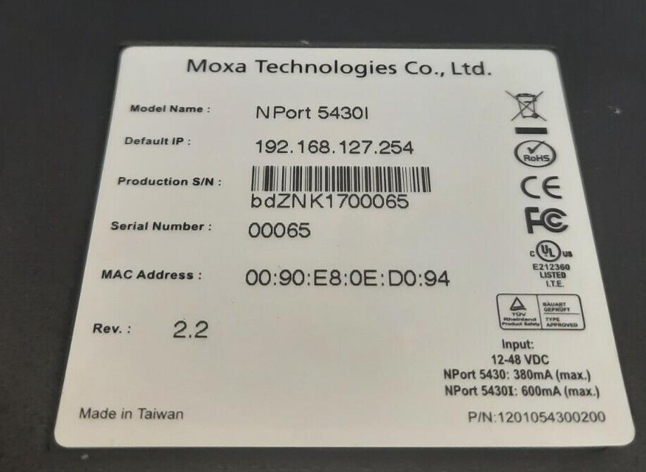 MOXA 5430I NPORT Rev 2.2