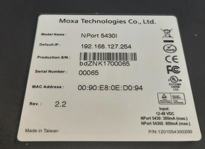 MOXA 5430I NPORT Rev 2.2