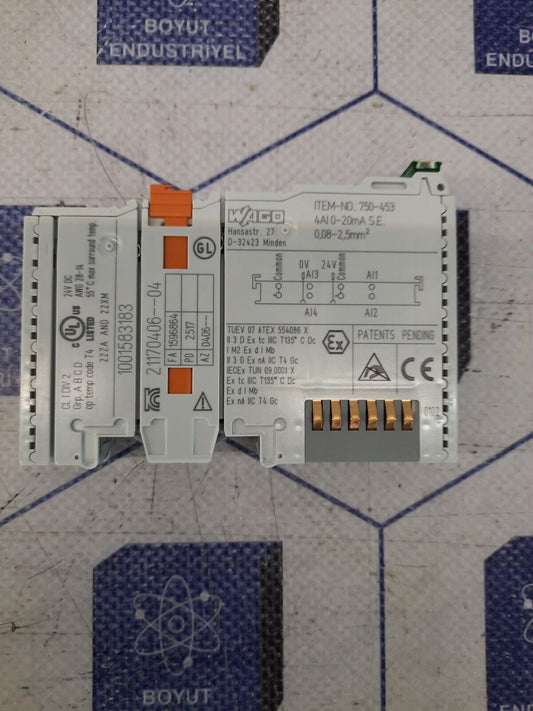 Wago 750-453 Industrial Control System 4 analog inputs; DC 0...20 mA