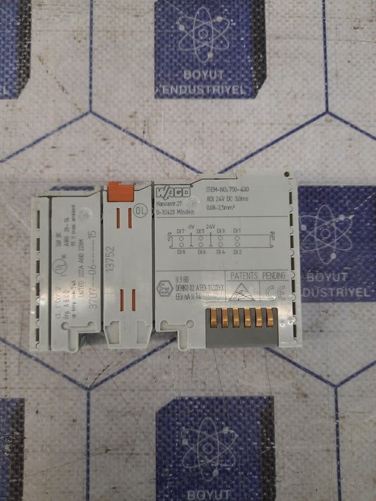 WAGO 750-430 8-CHANNEL DIGITAL INPUT; 24VDC; 3 ms INPUT FILLER; INPUT