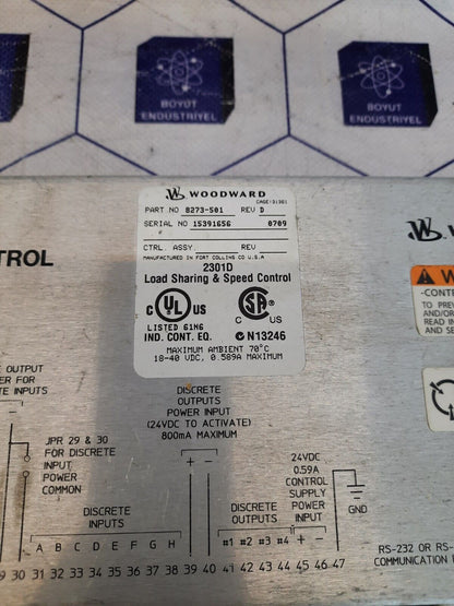 WOODWARD 8273-501 REV.D  2301D DIGITAL LOAD SHARING & SPEED CONTROL