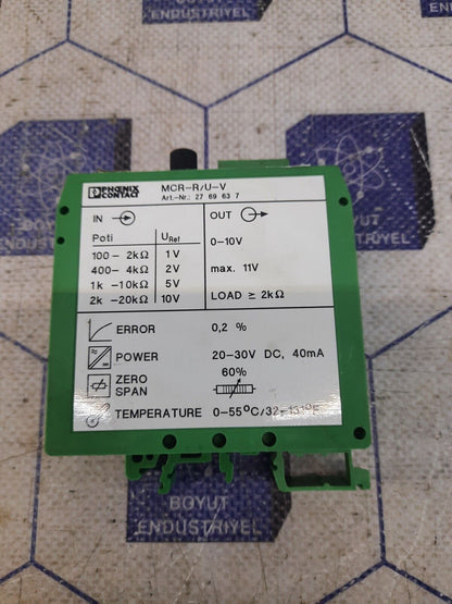 Phoenix Contact MCR-R/U-V ART NR:2769637 Resistance Transducer