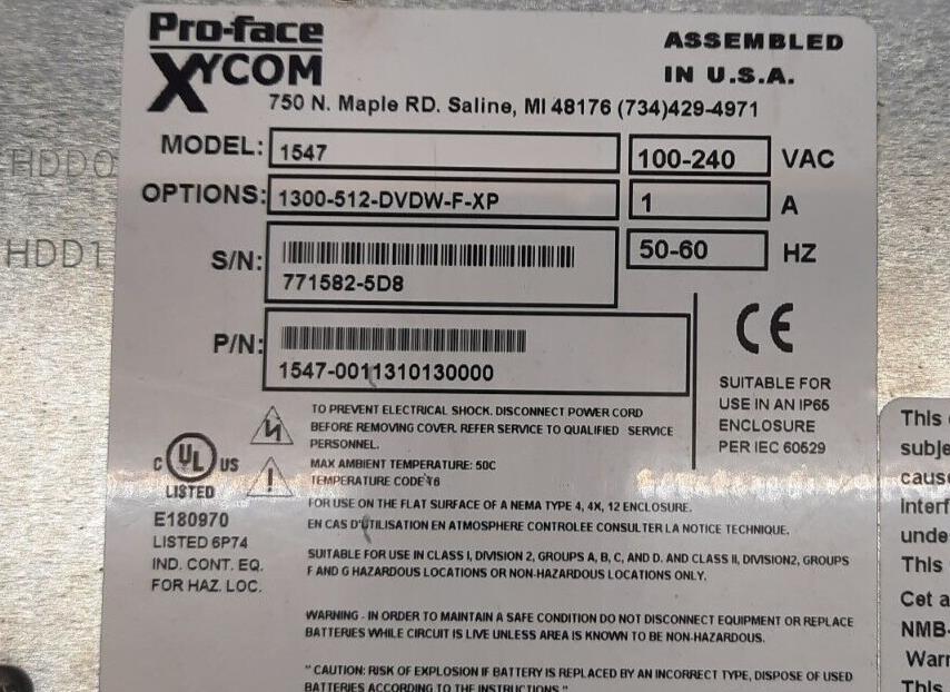 XYCOM PRO-FACE MODEL:1547 (1547-0011310130000)