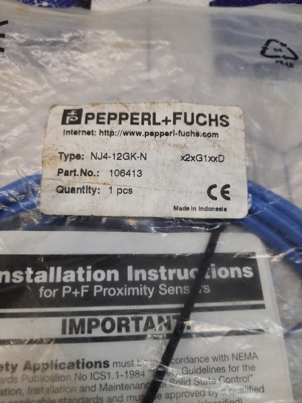 PEPPERL FUCHS NJ4-12GK-N 106413 Proximity Sensor
