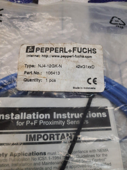 PEPPERL FUCHS NJ4-12GK-N 106413 Proximity Sensor
