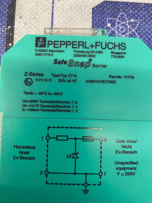 Pepperl Fuchs Z Series Z715 71776 Safe Snap Barrier Module
